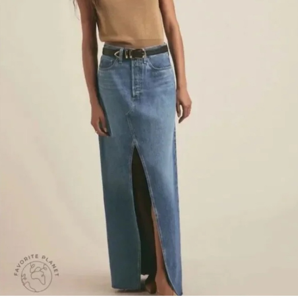 Favorite Daughter Margate Denim Maxi Skirt with Front Slit